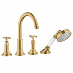 Axor Montreux 4-Hole Bath/Shower Mixer Rim-Mounted With Cross Handles - Brushed Gold Optic - 16546250