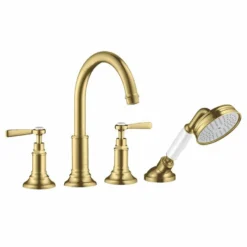 Axor Montreux 4-Hole Bath/Shower Mixer Rim-Mounted With Lever Handles - Brushed Brass - 16550950
