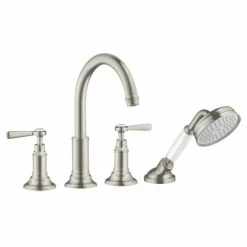 Axor Montreux 4-Hole Bath/Shower Mixer Tile Mounted With Lever Handles - Stainless Steel Optic - 16554800