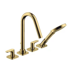 AXOR Citterio M 4TH Bath/Shower Mixer Tile Mounted With Lever Handles & Escutcheons - Polished Gold Optic - 34454990
