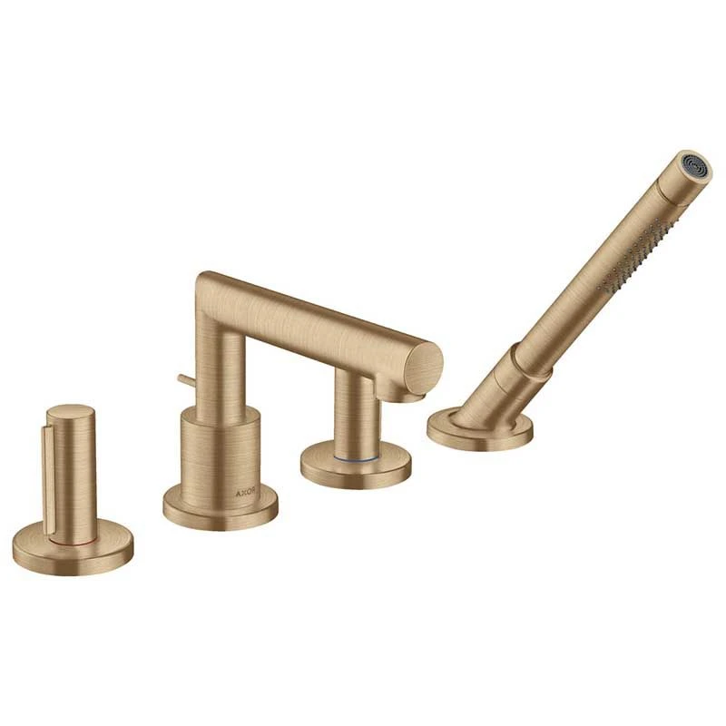 Axor Uno 4-Hole Rim-Mounted Bath/Shower Mixer With Zero Handles - Brushed Bronze - 45444140 1 Axor Uno 4-Hole Rim-Mounted Bath/Shower Mixer With Zero Handles - Brushed Bronze - 45444140