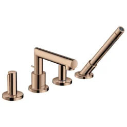 Axor Uno 4-Hole Rim-Mounted Bath/Shower Mixer With Zero Handles - Polished Red Gold - 45444300