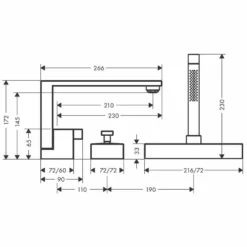 Axor Edge 3-Hole Rim Mounted Bath Mixer - Chrome - 46430000