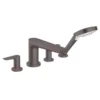 Hansgrohe Talis E 4 Hole Rim Mounted Bath Mixer Tap Brushed Black Chrome - 71748340