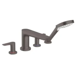 Hansgrohe Talis E 4 Hole Rim Mounted Bath Mixer Tap Brushed Black Chrome - 71748340