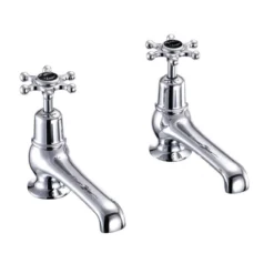 Burlington Birkenhead Bath Pillar Taps - Black Indice - BI3BLA