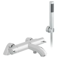 Vado Celsius Pillar Mounted 2 Hole Thermostatic Bath Shower Mixer With Shower Kit - Chrome - CEL-131T+K-C/P