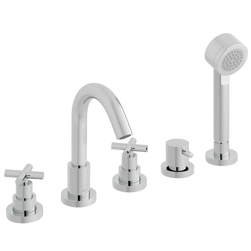 Vado Elements Water 5 Hole Bath Shower Mixer Deck Mounted - Chrome - ELW-135-3/4-C/P 1 Vado Elements Water 5 Hole Bath Shower Mixer Deck Mounted - Chrome - ELW-135-3/4-C/P