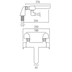 Vado Life Thermostatic Deck Mounted Bath Shower Mixer - Chrome - LIF-131T-CP -Hansgrohe Store l i lif 131t 2
