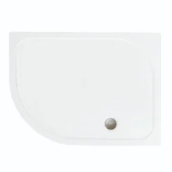 Merlyn MStone Offset Quadrant Shower Tray Left Hand With 90mm Fast Flow Waste - White - 1000 X 800mm - D108QL