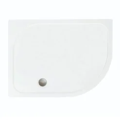 Merlyn MStone Offset Quadrant Shower Tray Right Hand With 90mm Fast Flow Waste - White - 900 X 760mm - D976QR