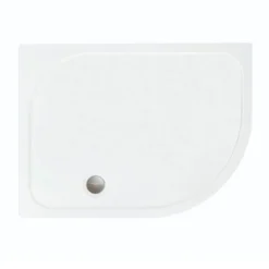 Merlyn MStone Offset Quadrant Shower Tray Right Hand With 90mm Fast Flow Waste - White - 1200 X 900mm - D129QR
