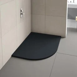 Merlyn Truestone Offset Quadrant Shower Tray Left Hand With Waste - Black - 1000 X 800mm - T108HBL