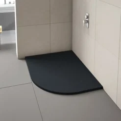 Merlyn Truestone Offset Quadrant Shower Tray Right Hand With Waste - Black - 1000 X 800mm - T108HBR