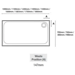 Merlyn Touchstone Anti Slip Rectangular Shower Tray Without Waste - White - 1000 X 800mm - S118RTASTO -Hansgrohe Store merlyn antislip rectangular tray dimensions