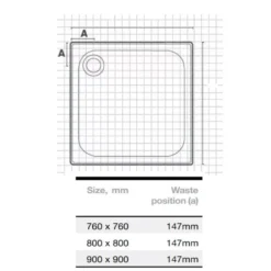 Merlyn Touchstone Square Shower Tray Without Waste - White - 800 X 800mm - S80SQTO -Hansgrohe Store merlyn s80sqto dimensions