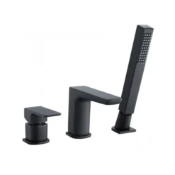 RAK Ceramics Moon 3 Hole Deck Mounted Bath Shower Mixer - Black - RAKMOO3012B