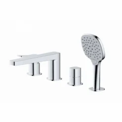 RAK Ceramics Petit Square 4 Hole Deck Mounted Bath Shower Mixer - Chrome - RAKPES3013C