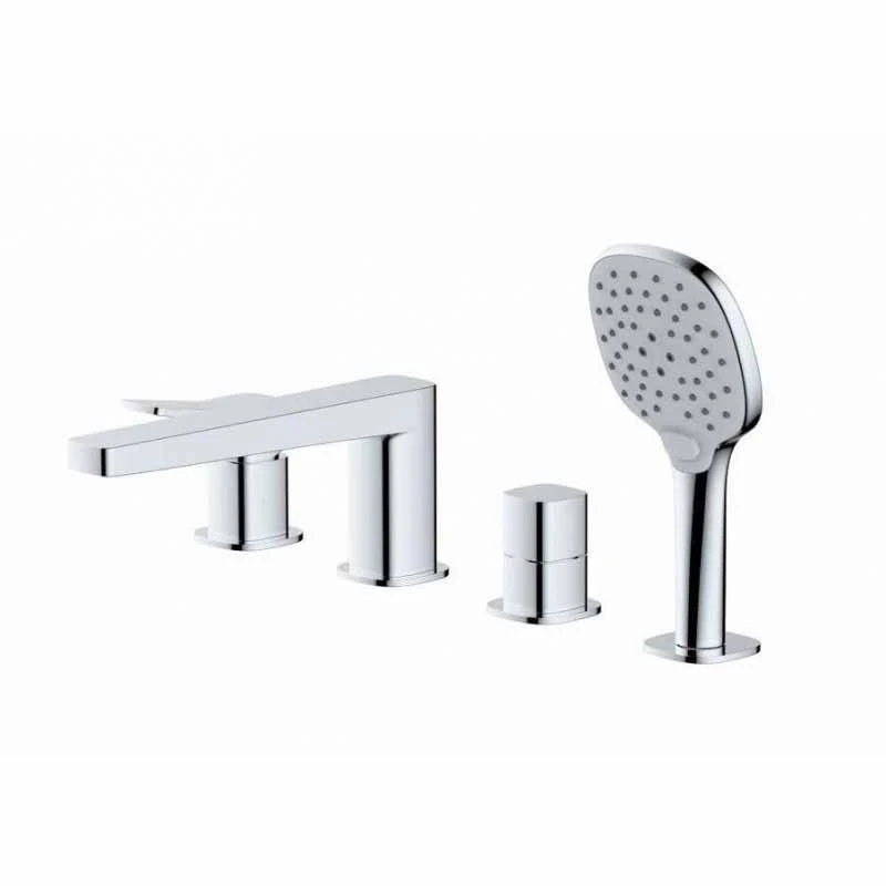 RAK Ceramics Petit Square 4 Hole Deck Mounted Bath Shower Mixer - Chrome - RAKPES3013C 1 RAK Ceramics Petit Square 4 Hole Deck Mounted Bath Shower Mixer - Chrome - RAKPES3013C