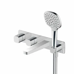 RAK Ceramics Petit Square Wall Mounted Thermostatic Bath Shower Mixer 2 Outlets - Chrome - RAKPES3306C