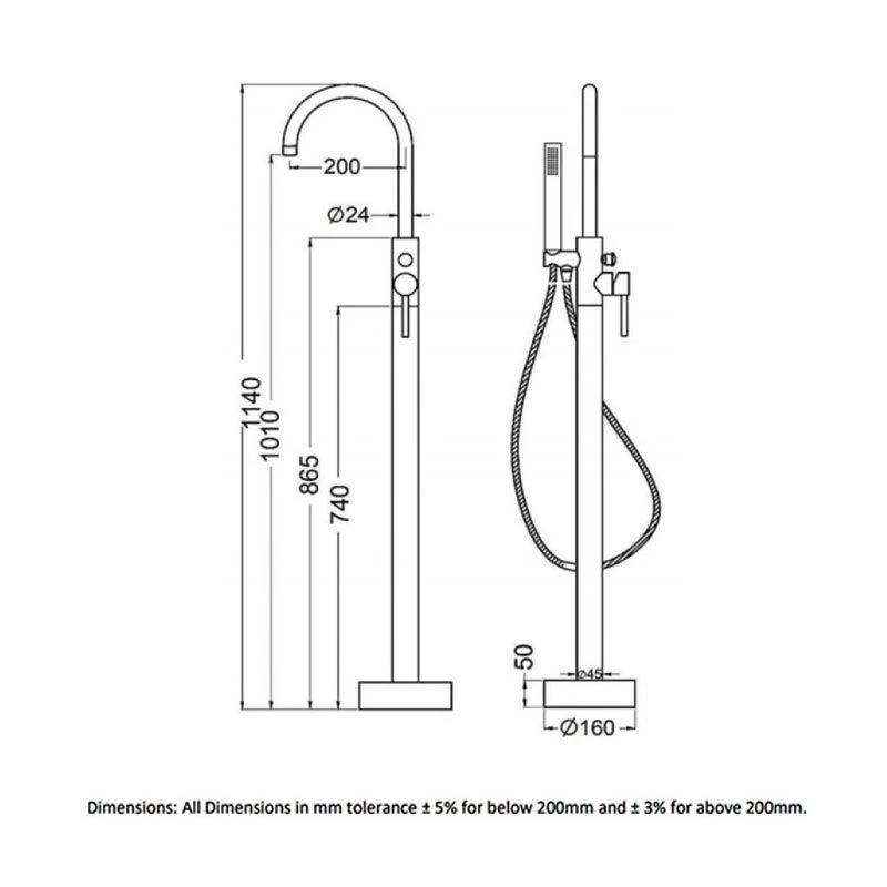 RAK Ceramics Prima Tech Free Standing Bath Shower Mixer - Chrome - RAKPRT3014 2 RAK Ceramics Prima Tech Free Standing Bath Shower Mixer - Chrome - RAKPRT3014 - Image 2