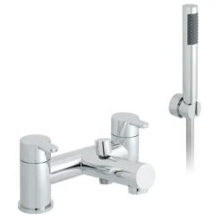 Vado Sense 2 Hole Bath Shower Mixer Deck Mounted With Shower Kit - Chrome - SEN-130+K-C/P