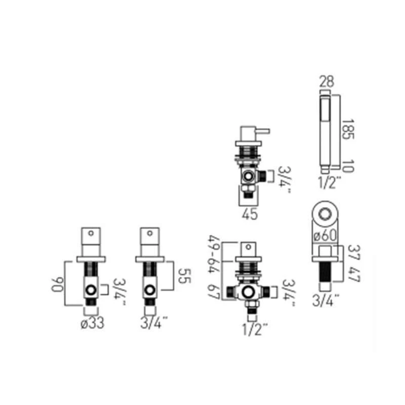 Vado Zoo 4 Hole Bath Shower Mixer Deck Mounted Without Spout For Use With Bath Filler Waste And Overflow - Chrome - ZOO-135/NS-3/4-C/P 4 Vado Zoo 4 Hole Bath Shower Mixer Deck Mounted Without Spout For Use With Bath Filler Waste And Overflow - Chrome - ZOO-135/NS-3/4-C/P - Image 4